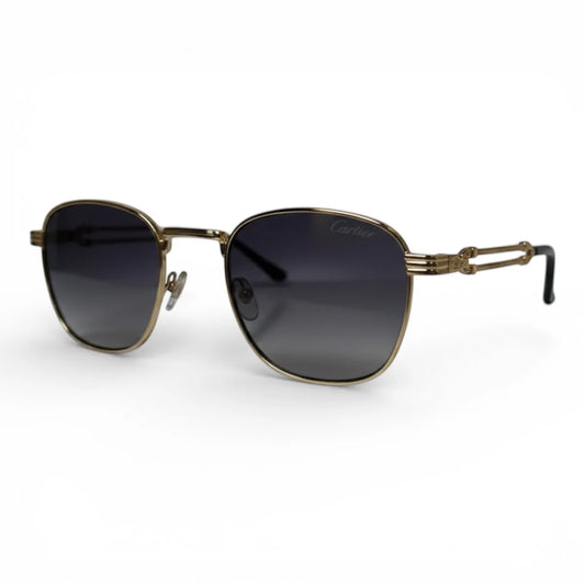 The ‘Mounir’ Rectangle Sunglasses | Gold & Dark