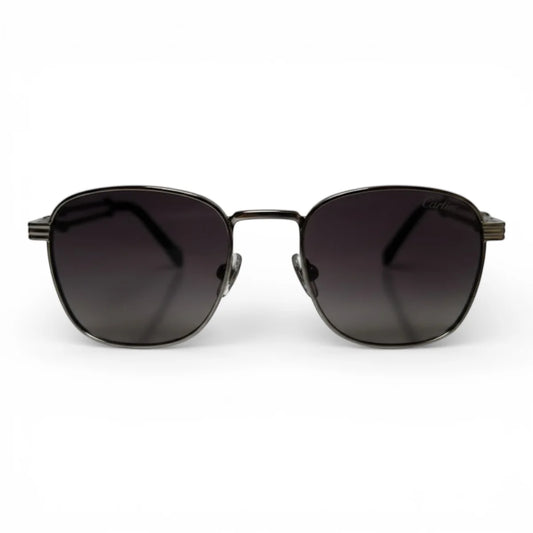 The ‘Mounir’ Rectangle Sunglasses | Silver & Dark