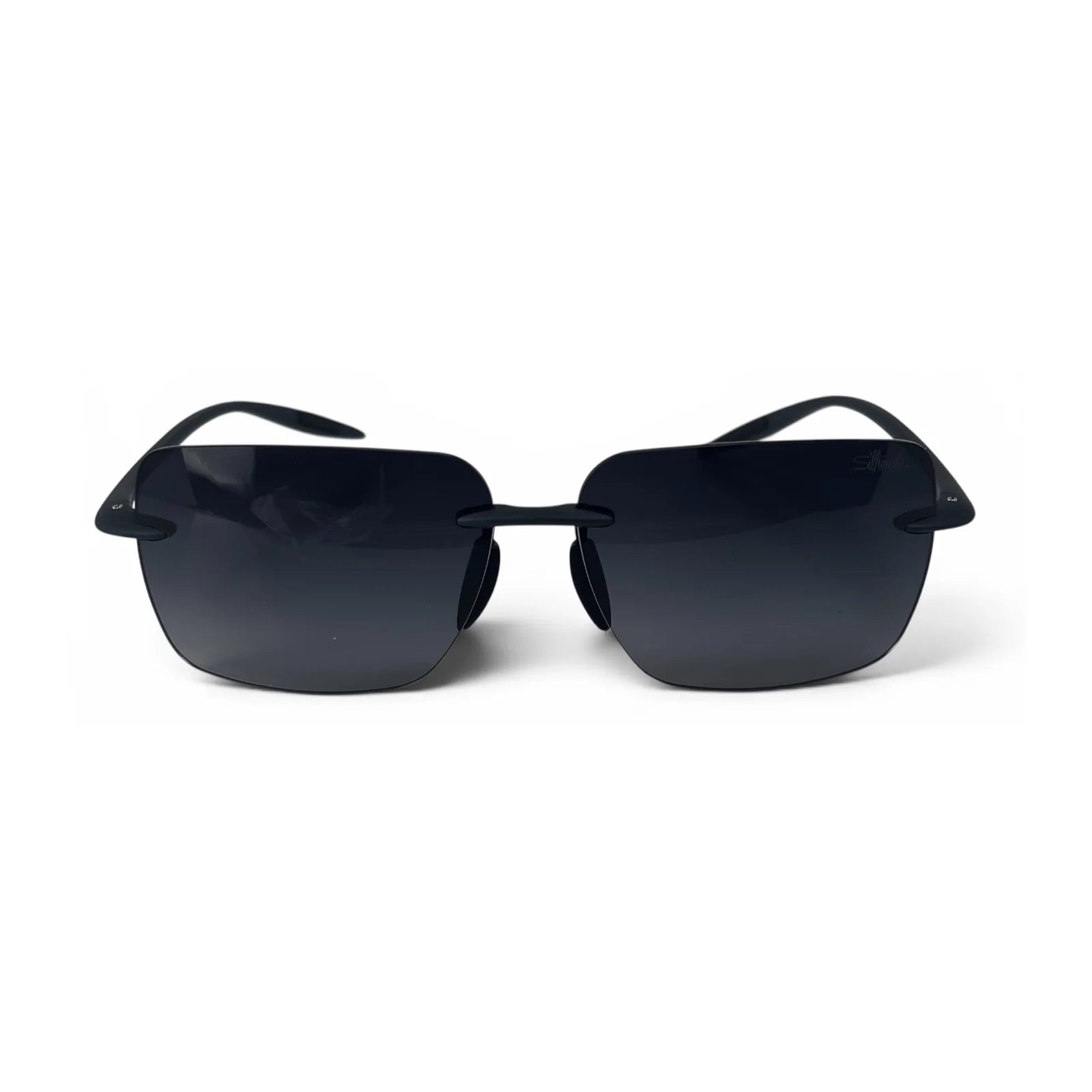 The Flexible rimless rectangle sunglasses in Cobalt Blue, straight front view
