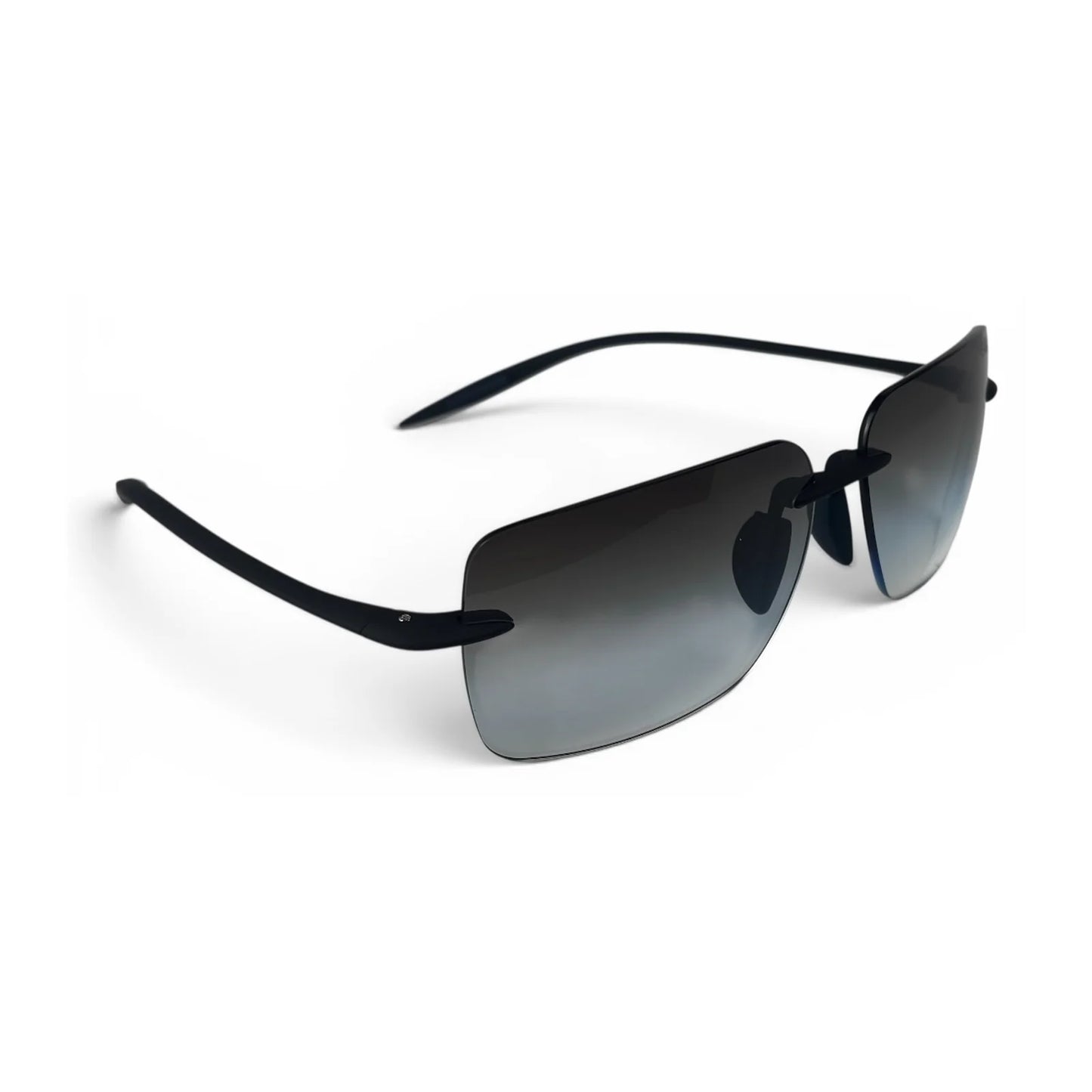 The Flexible rimless rectangle sunglasses in Onyx Black, angled three-quarter view