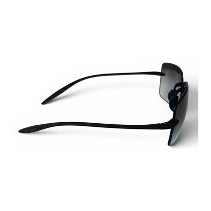 The Flexible rimless rectangle sunglasses in Onyx Black, side profile view
