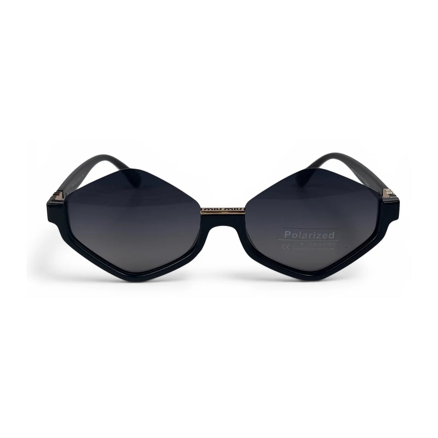Apex compact semi-rimless geometric sunglasses in Amber and Black, front view