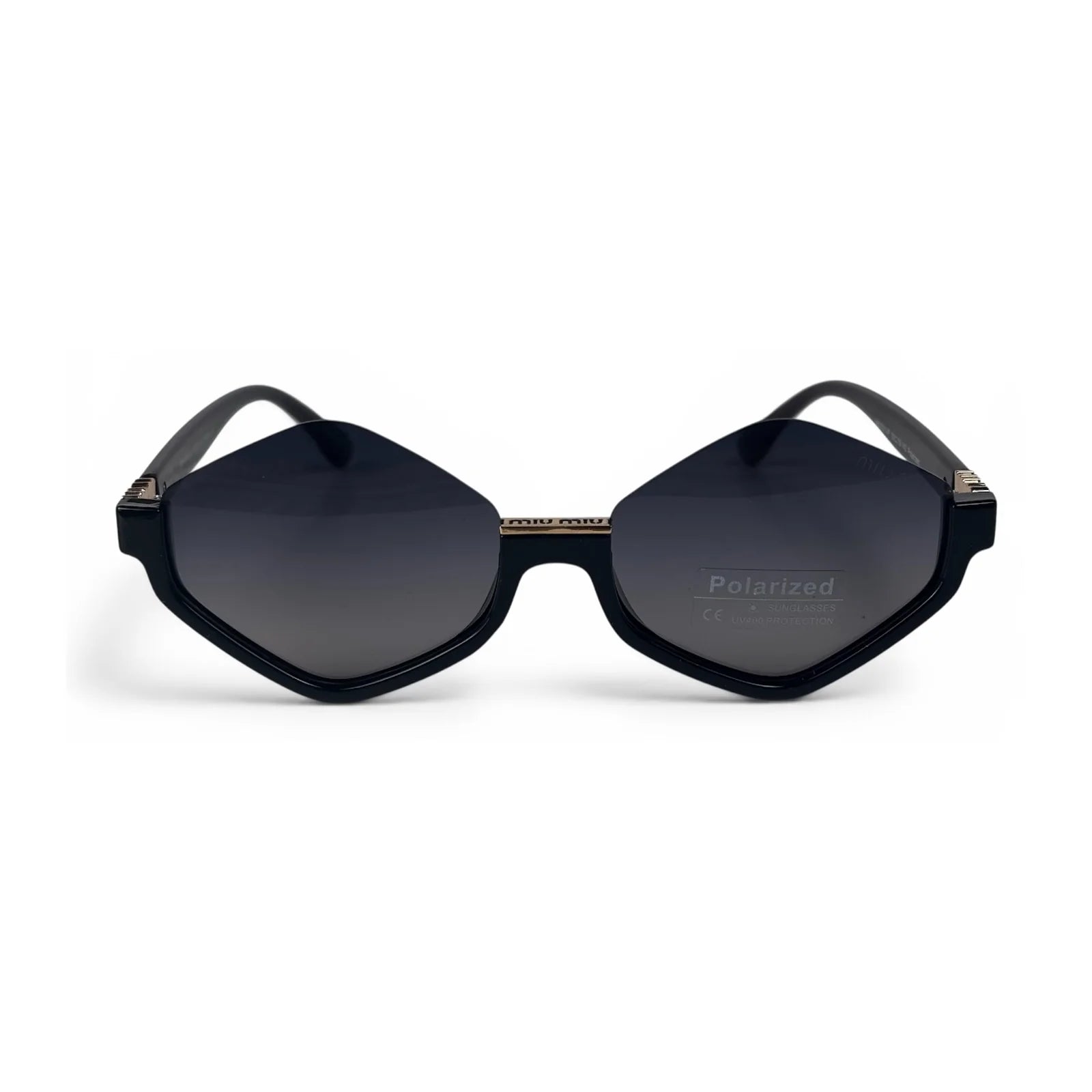 Apex compact semi-rimless geometric sunglasses in Amber and Black, front view