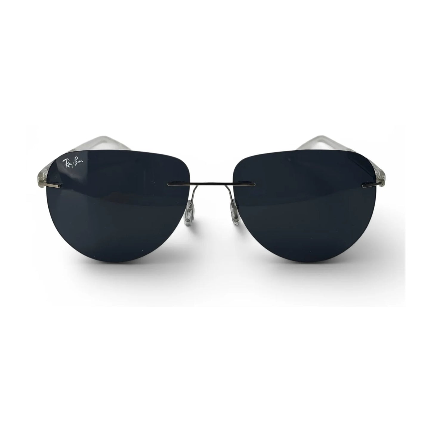 The Phantom rimless aviator sunglasses in Midnight Black & Gold, straight front view