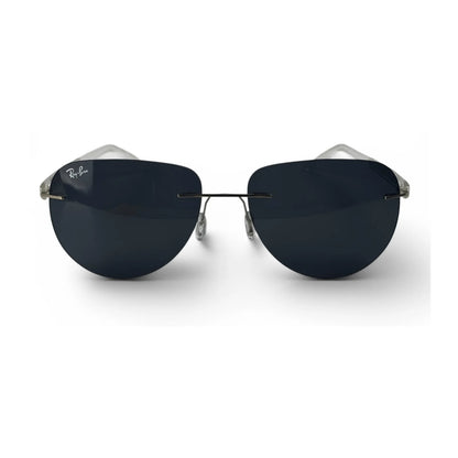 The Phantom rimless aviator sunglasses in Midnight Black & Gold, straight front view