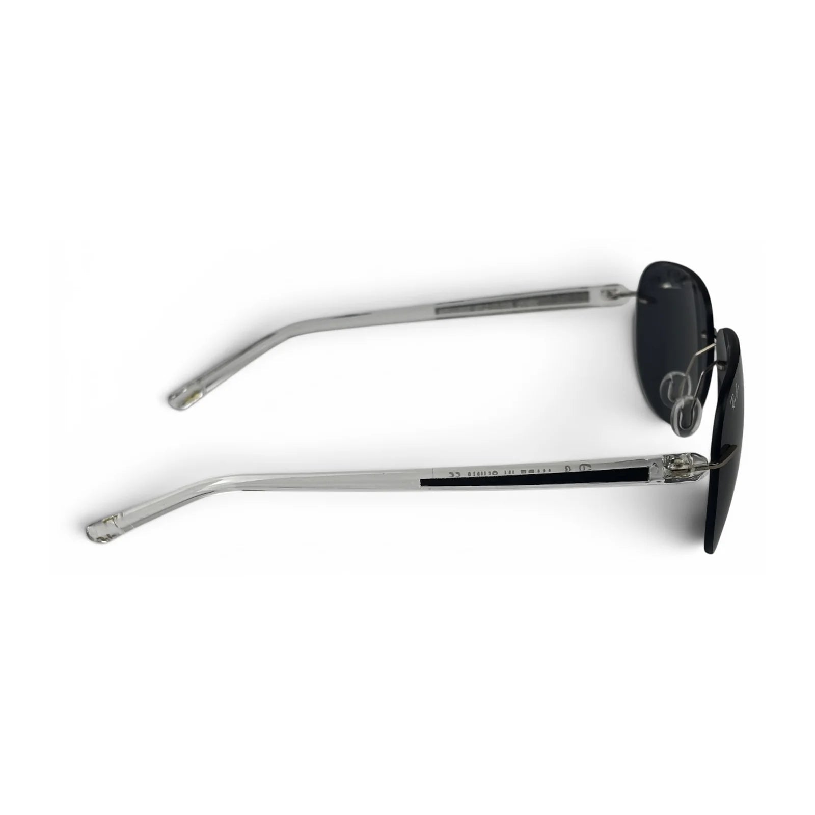 The Phantom rimless aviator sunglasses in Midnight Black & Gold, side profile view