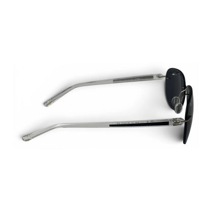 The Phantom rimless aviator sunglasses in Midnight Black & Gold, side profile view
