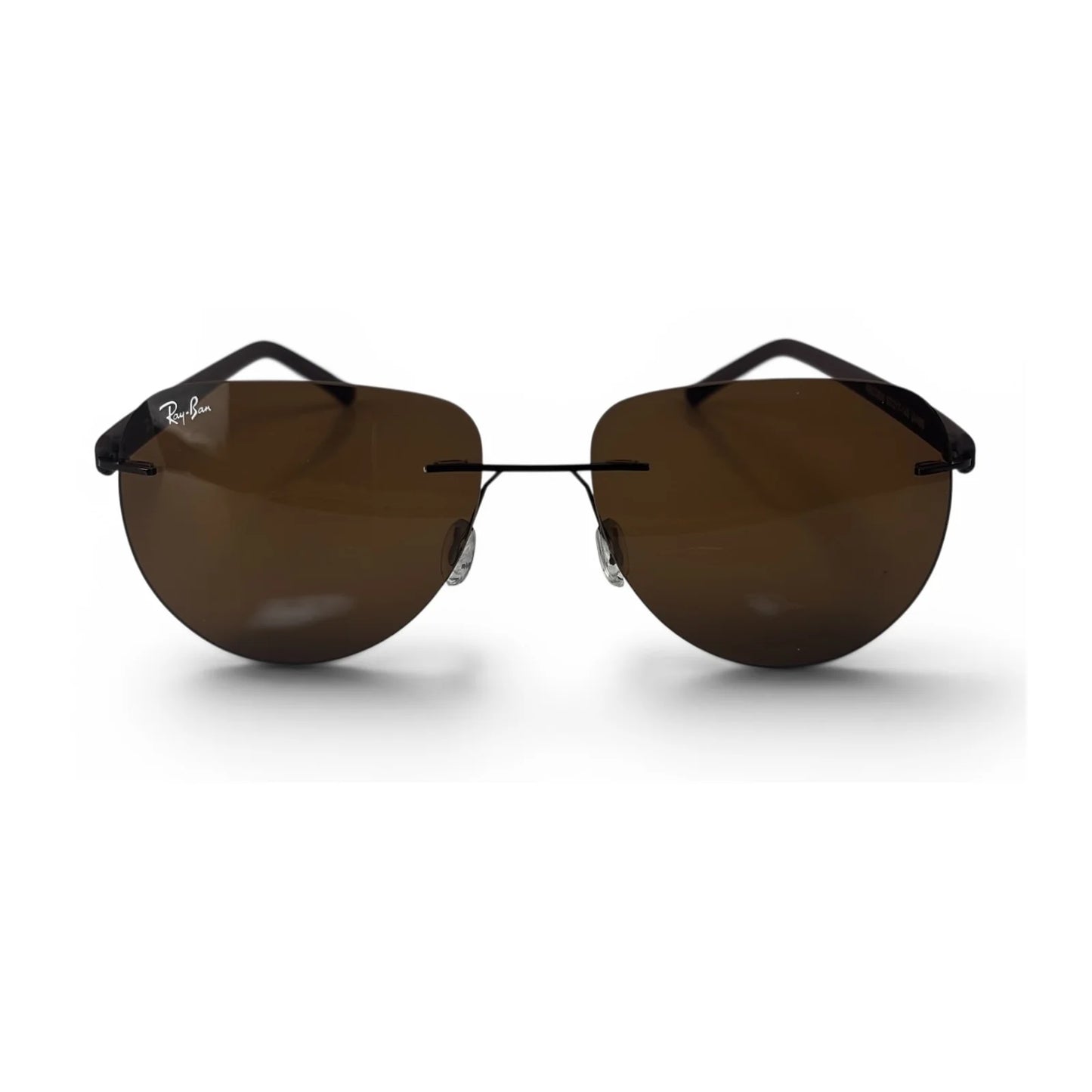 The Phantom rimless aviator sunglasses in Espresso Brown, straight front view