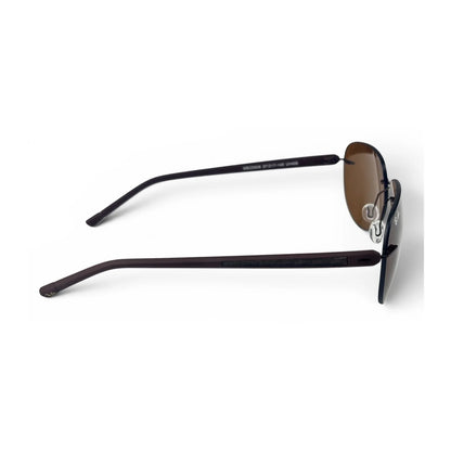 The Phantom rimless aviator sunglasses in Espresso Brown, side profile view