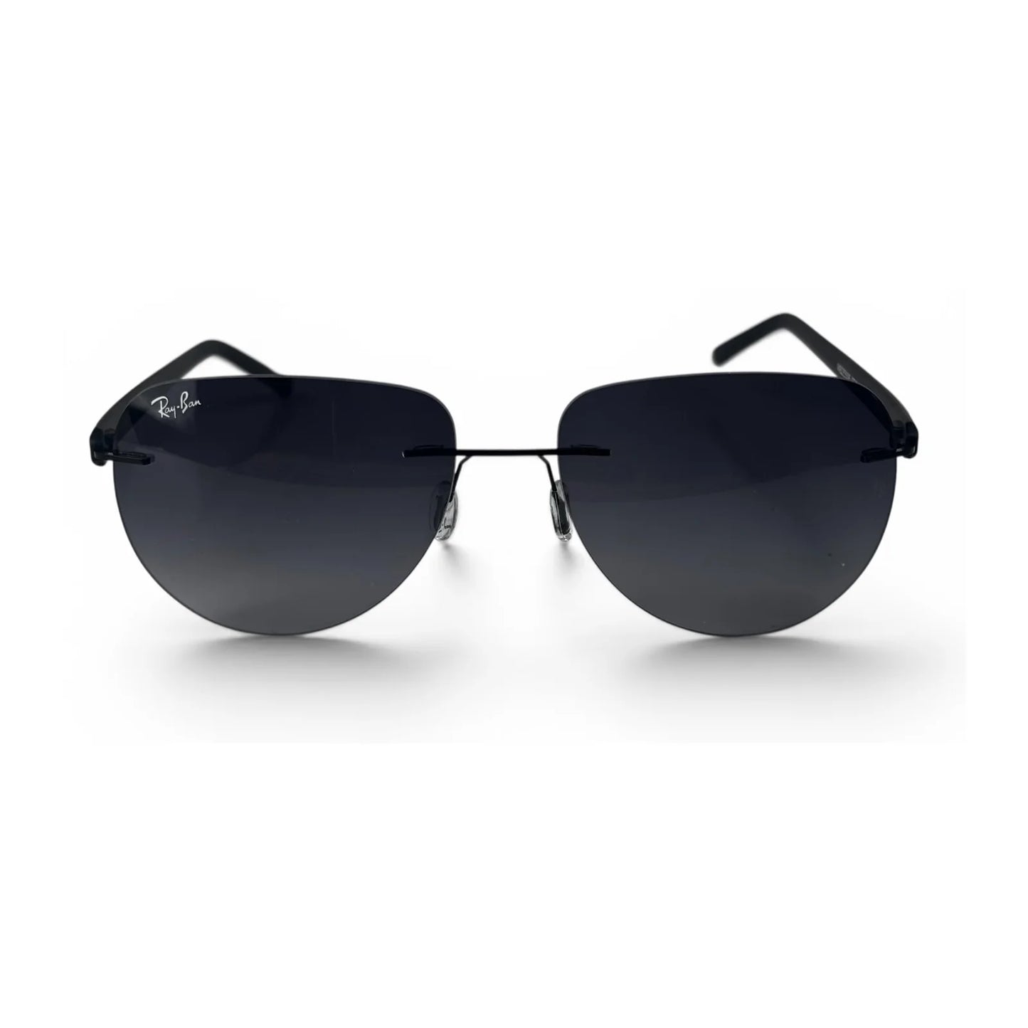 The Phantom rimless aviator sunglasses in Slate Gradient & Gold, straight front view