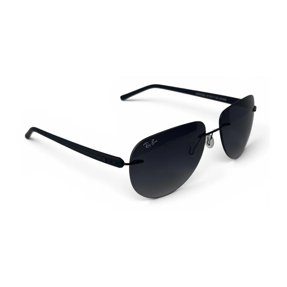 The ‘Phantom’ Rimless Aviator Sunglasses | Slate Gradient & Gold