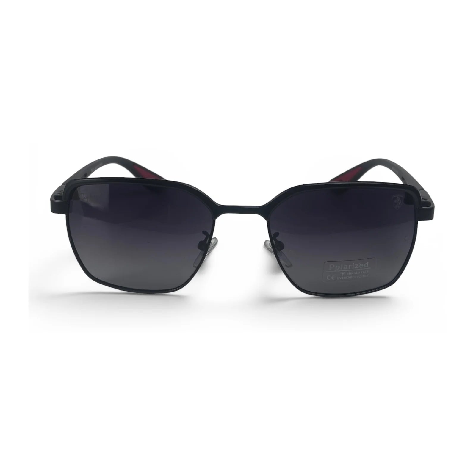 The Vector Rectangle sunglasses in Black, straight front view