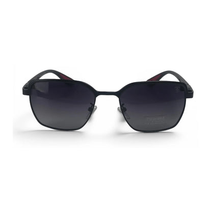 The Vector Rectangle sunglasses in Black, straight front view