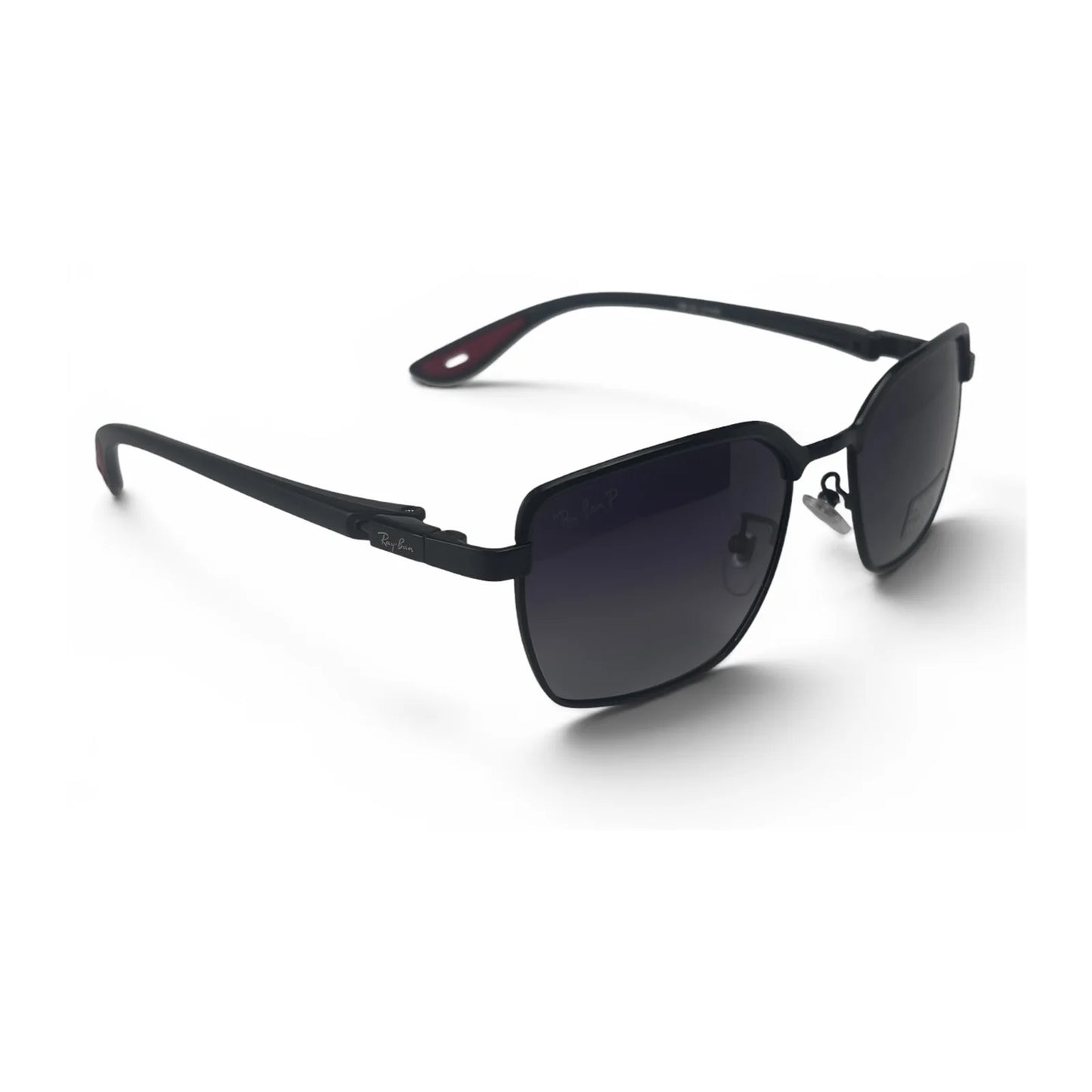 The Vector Rectangle sunglasses in Black, angled three-quarter view