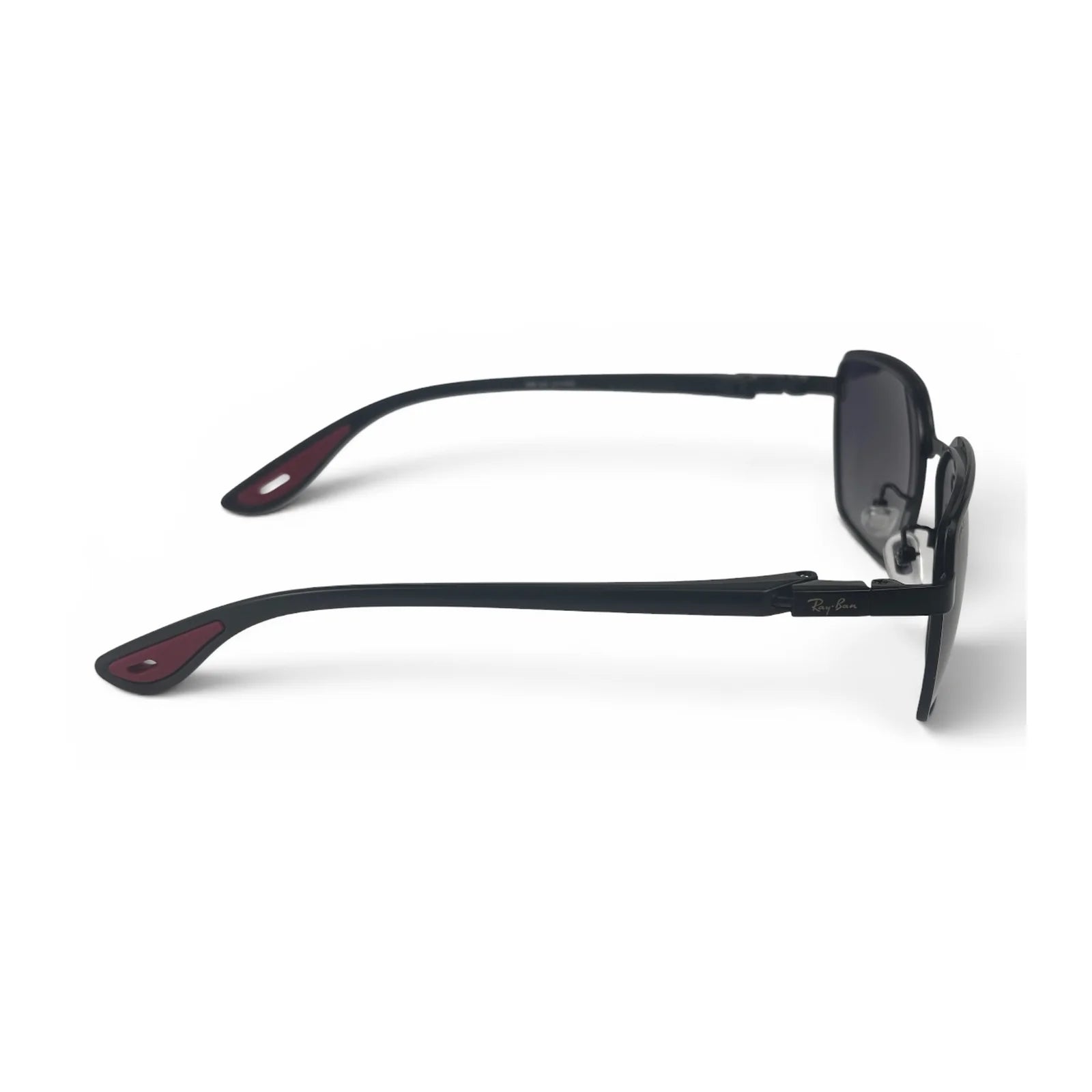 The Vector Rectangle sunglasses in Black, side profile view