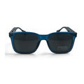 The ‘Veyra’ Bold Rectangle Sunglasses | Transparent Blue & Dark Gray
