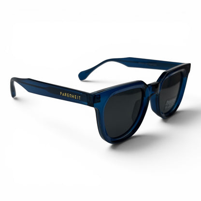 The Roux chunky square sunglasses in blue with black lenses