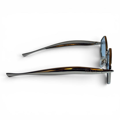 The ‘Prism’ Hexagonal Sunglasses | Silver & Blue