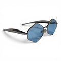The ‘Prism’ Hexagonal Sunglasses | Silver & Blue