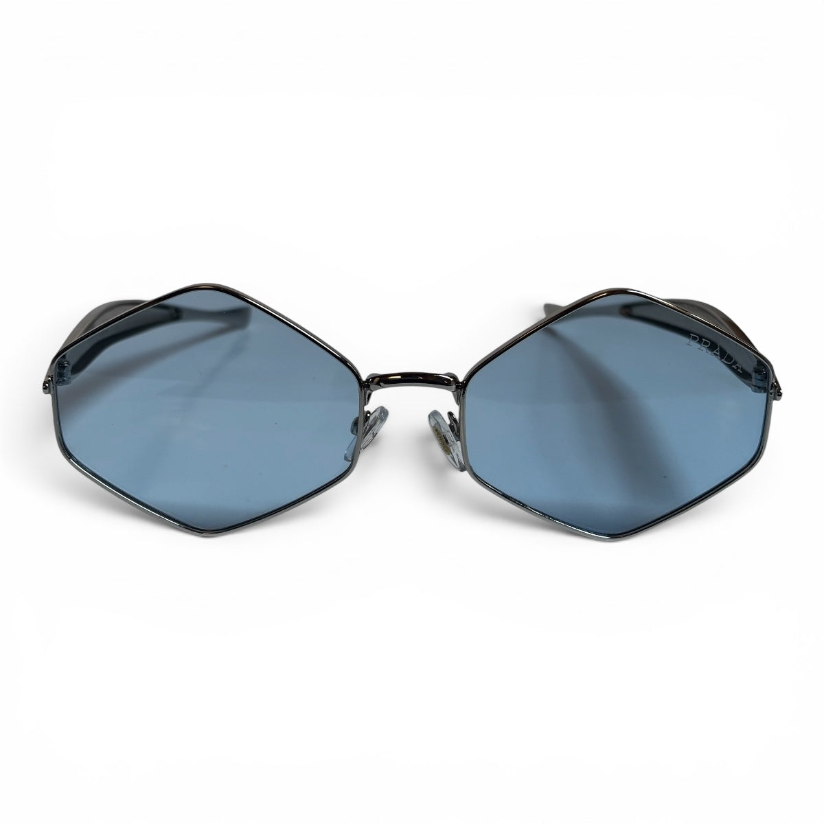 The ‘Prism’ Hexagonal Sunglasses | Silver & Blue