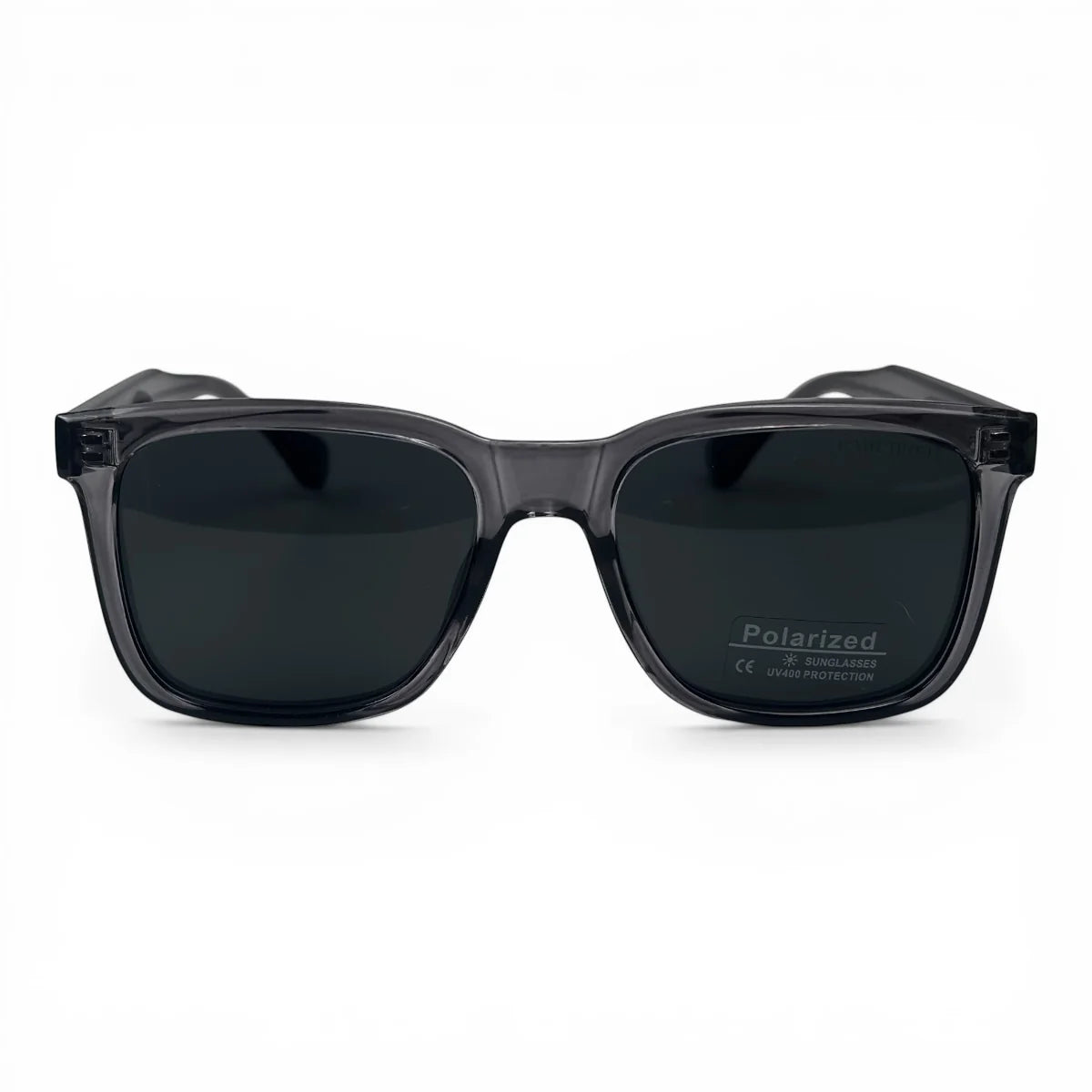 The Veyra bold rectangle sunglasses in Charcoal and Dark Gray, straight front view