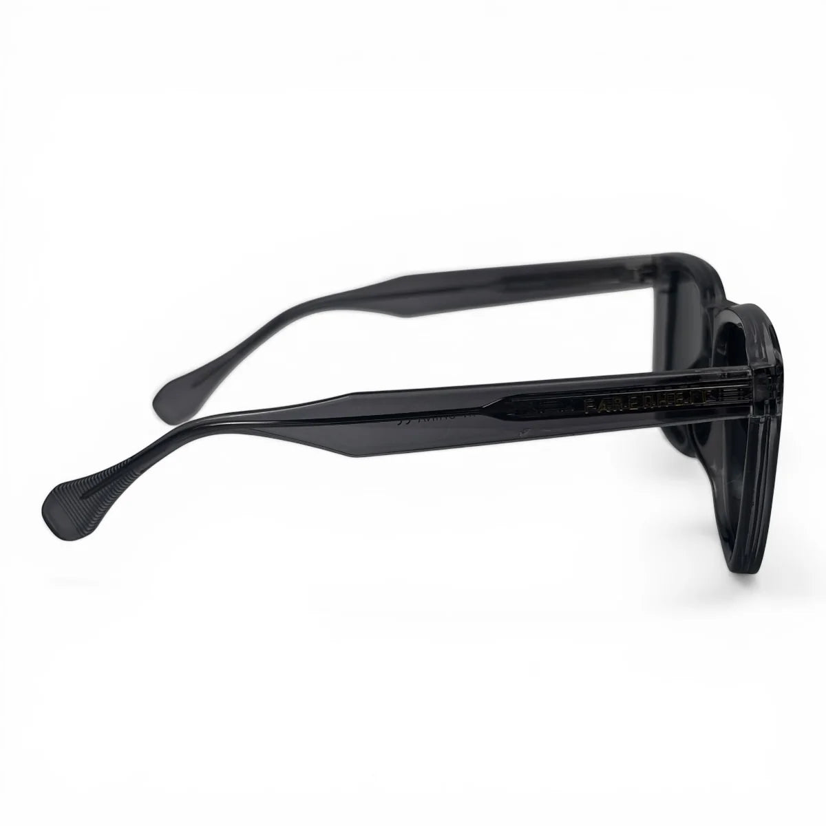 The Veyra bold rectangle sunglasses in Charcoal and Dark Gray, side profile view