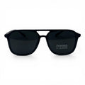 The ‘Kairo’ Keyhole Rectangle Sunglasses | Black & Dark Gray