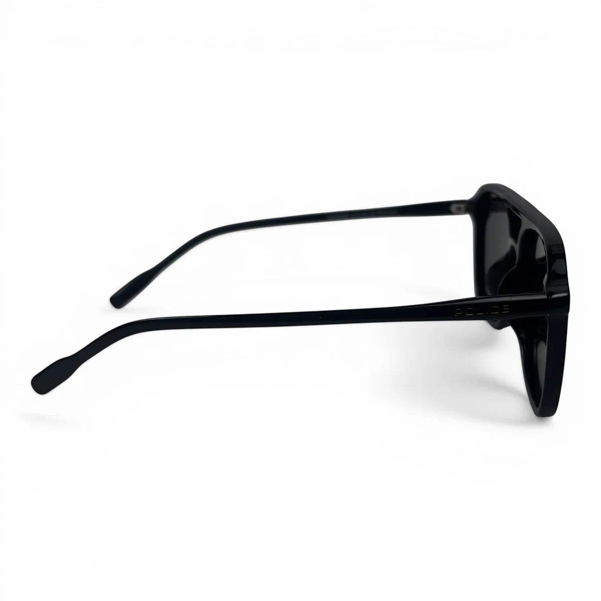 The Kairo keyhole rectangle sunglasses in Black and Dark Gray, side profile view