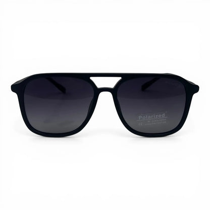 The Kairo keyhole rectangle sunglasses in Black and Purple Gradient, straight front view