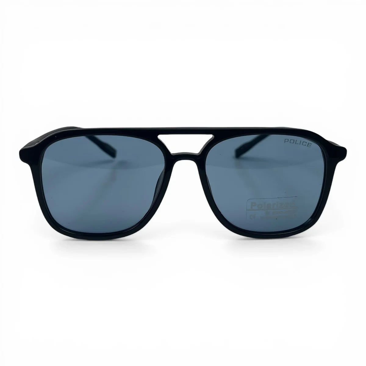 The Kairo keyhole rectangle sunglasses in Black and Blue Gradient, straight front view