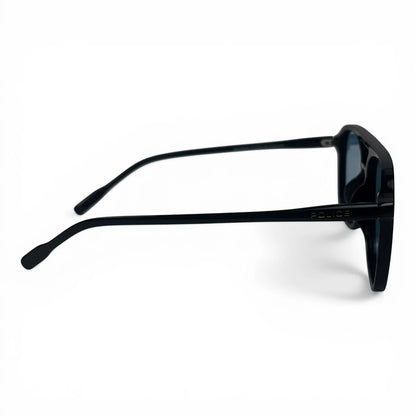 The Kairo keyhole rectangle sunglasses in Black and Blue Gradient, side profile view
