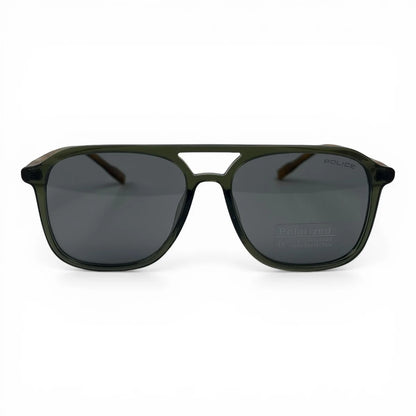 The Kairo keyhole rectangle sunglasses in Tortoise Olive and Gray, straight front view
