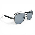 The ‘Aurel’ Geometric Sunglasses | Black / Silver / Light Blue