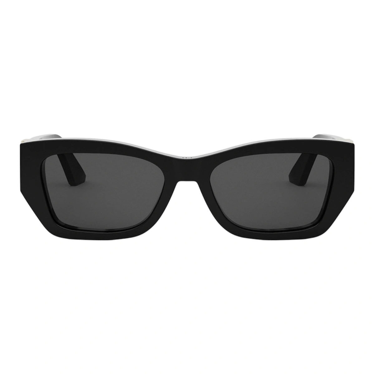 Black sunglasses with dark lenses on a white background
