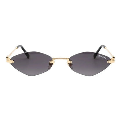 Sunglasses with gold frames and black lenses on a white background