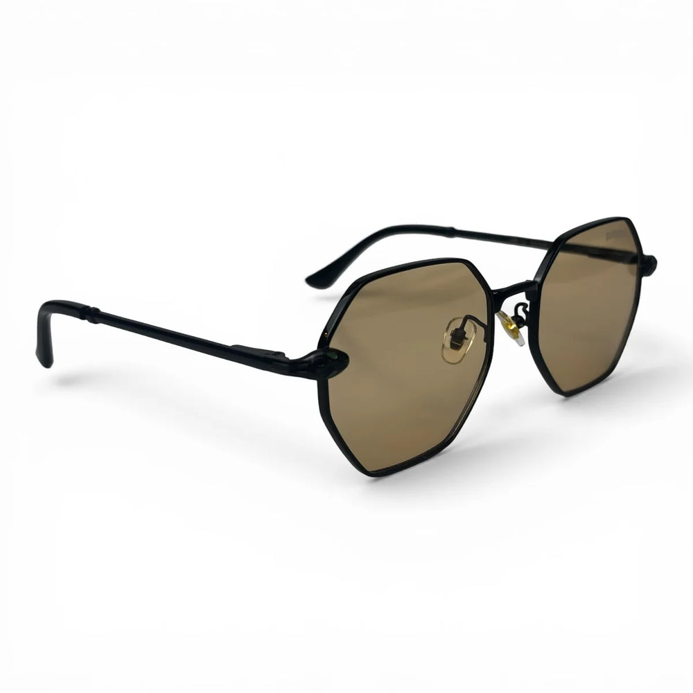 The ‘Facet’ Geometric Sunglasses | Black / Gold / Champagne