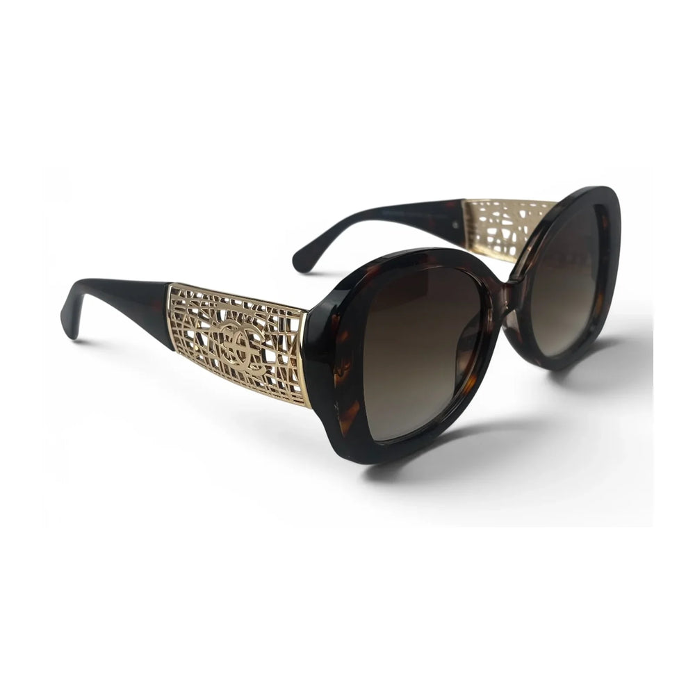 The ‘Filigree’ Oversized Round Sunglasses | Tortoise Gold & Olive