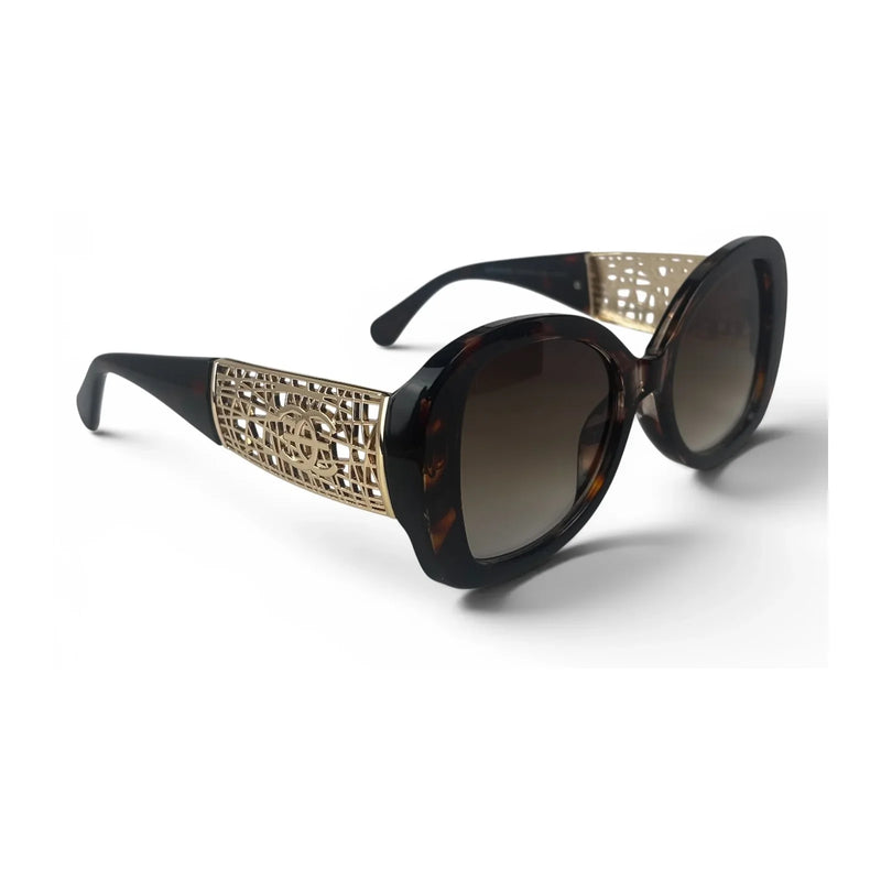 The ‘Filigree’ Oversized Round Sunglasses | Tortoise Gold & Olive