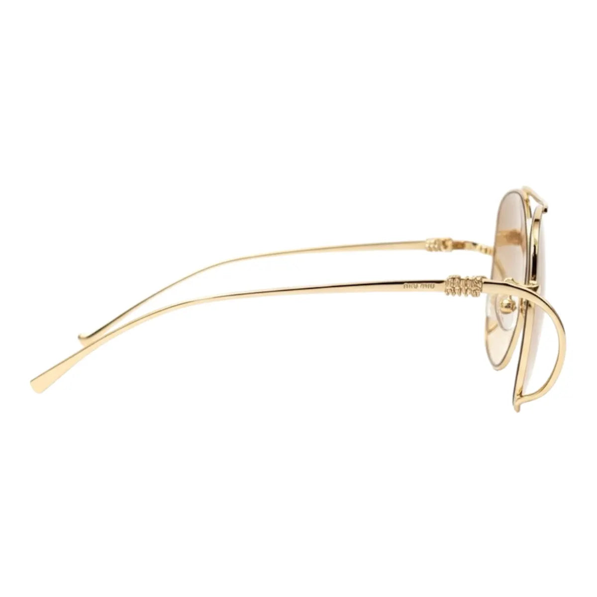 Gold-framed eyeglasses on a white background