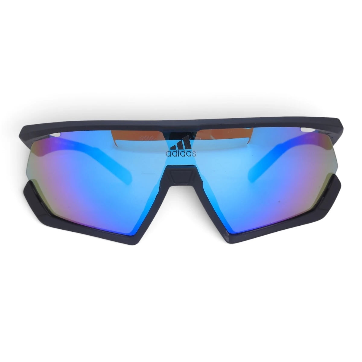 U&EYE Keystone black frame blue lens angular shield sunglasses product image 1