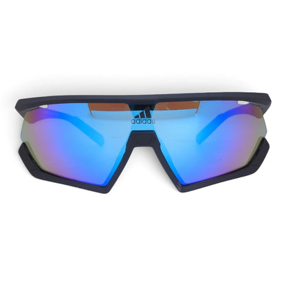 U&EYE Keystone black frame blue lens angular shield sunglasses product image 1