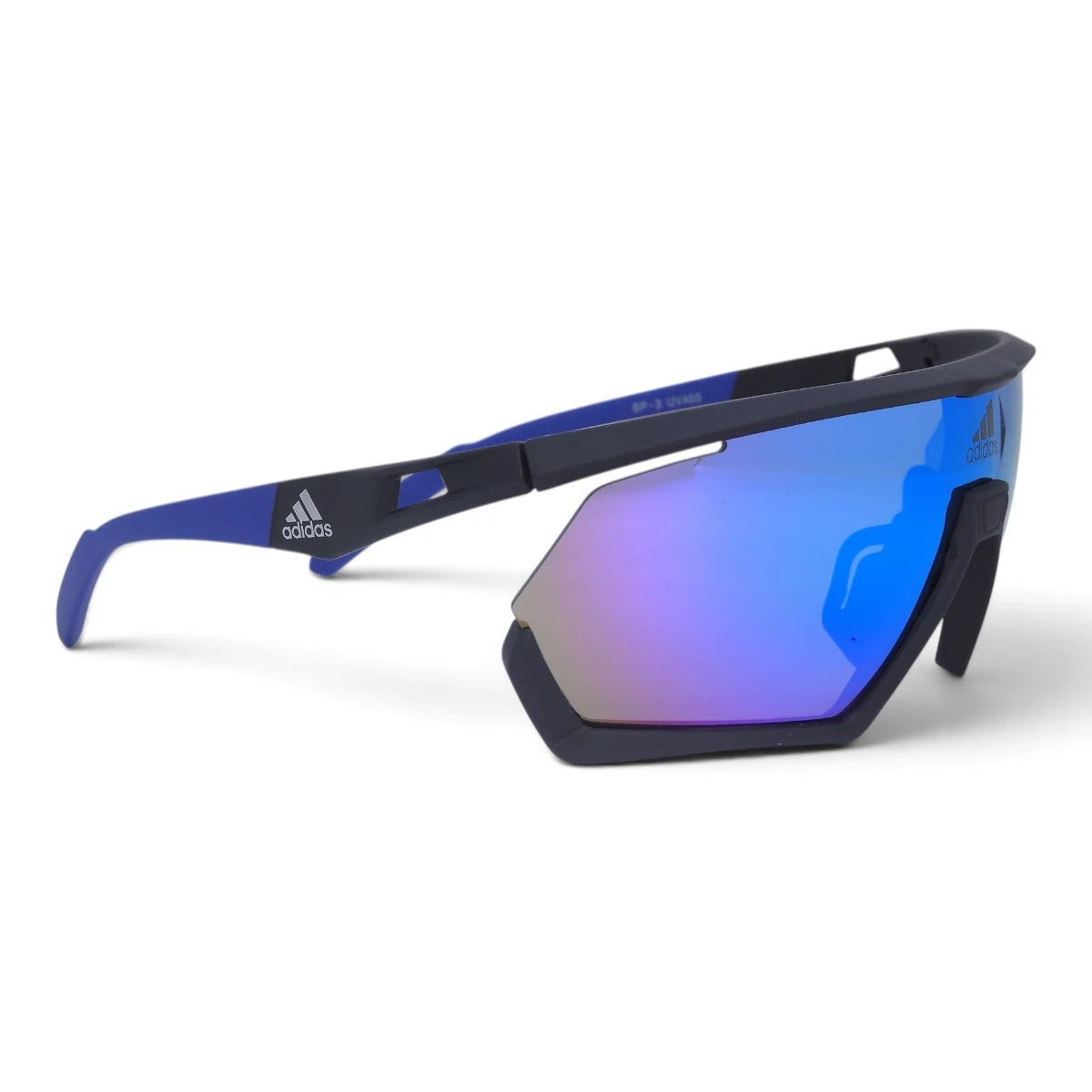 U&EYE Keystone black frame blue lens angular shield sunglasses product image 2