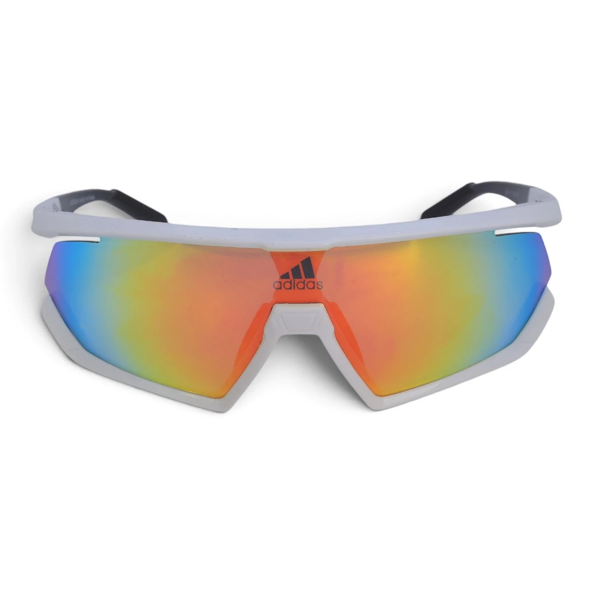 U&EYE Keystone white frame orange lens angular shield sunglasses product image 1