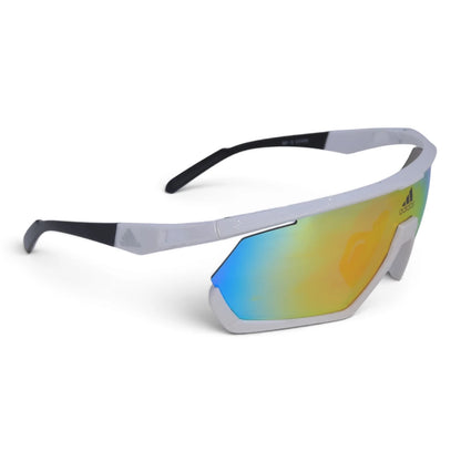 U&EYE Keystone white frame orange lens angular shield sunglasses product image 2