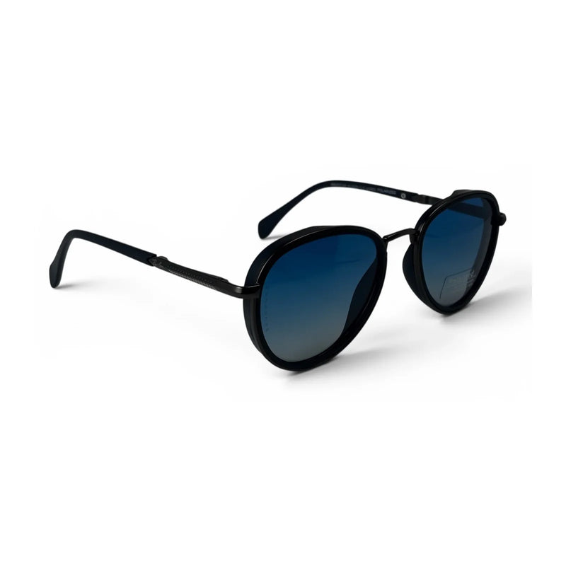 The ‘Lumen’ Round Sunglasses | Black & Blue