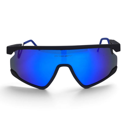 U&EYE Meridian black frame blue lens sport shield sunglasses product image 1