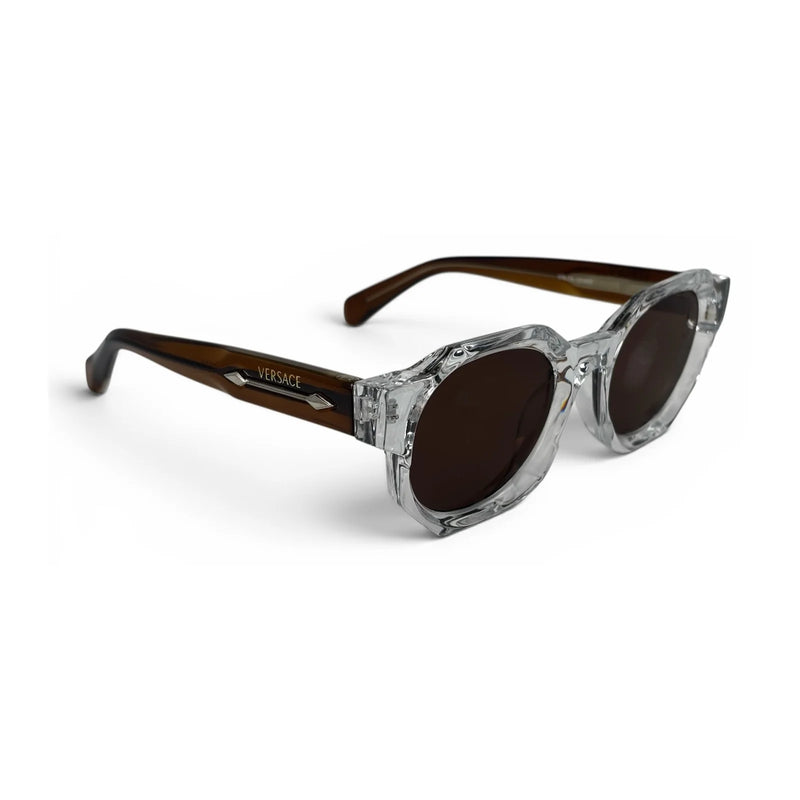 The ‘Monolith’ Chunky Octagon Sunglasses | Crystal Clear & Brown