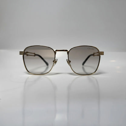 The ‘Mounir’ Rectangle Sunglasses | Transparent & Gold
