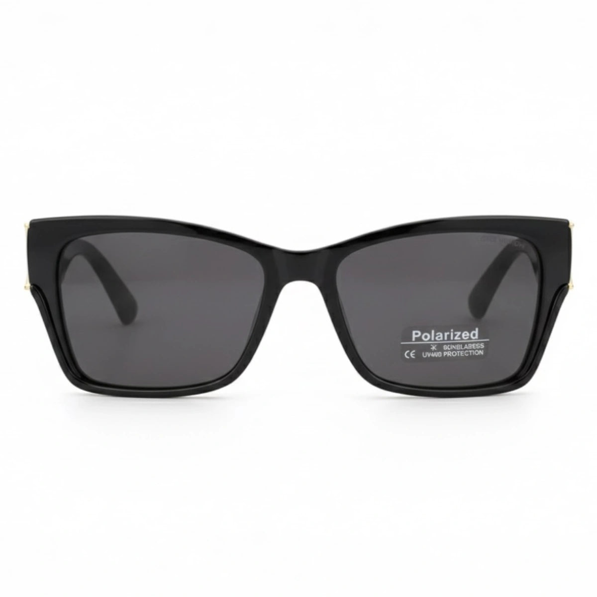 Black sunglasses with a white background