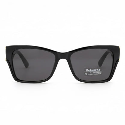 Black sunglasses with a white background